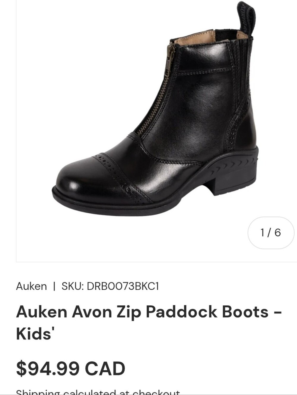 Auken Classic Zip Paddock Boots Black- Equestrian Boots Kids Size 4
